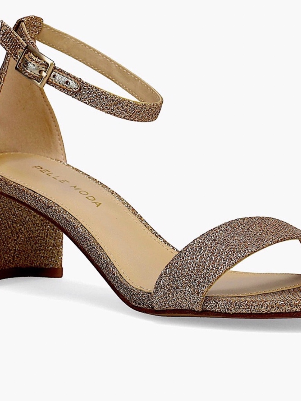NWT Pelle Moda Heels Ankle Strap Sandal in Platinum Gold Heels